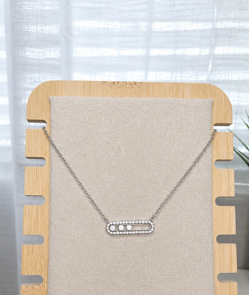 Zircon Geometric Pendant Necklace Gold & Silver