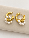 Flower Pearl Hoops