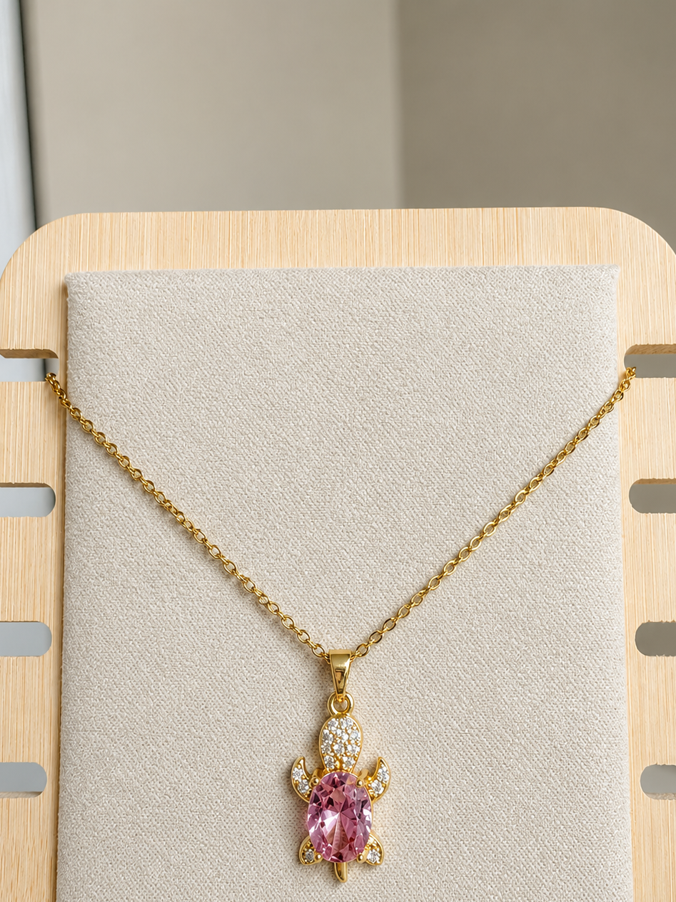Pink Turtle Necklace
