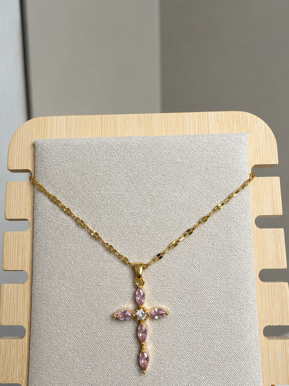 Pink Cross Necklace