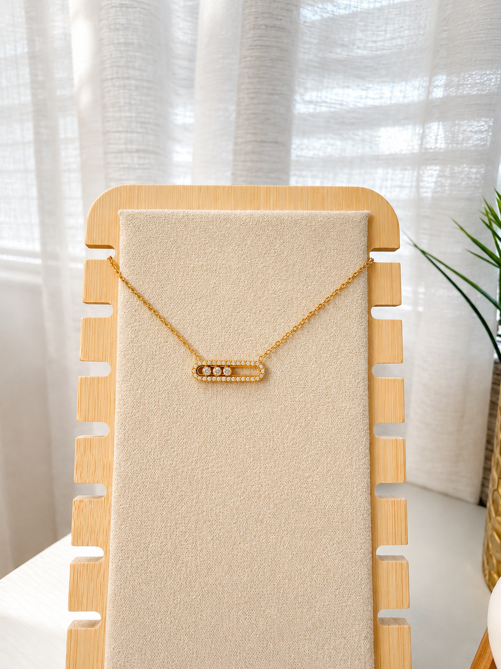 Zircon Geometric Pendant Necklace Gold & Silver
