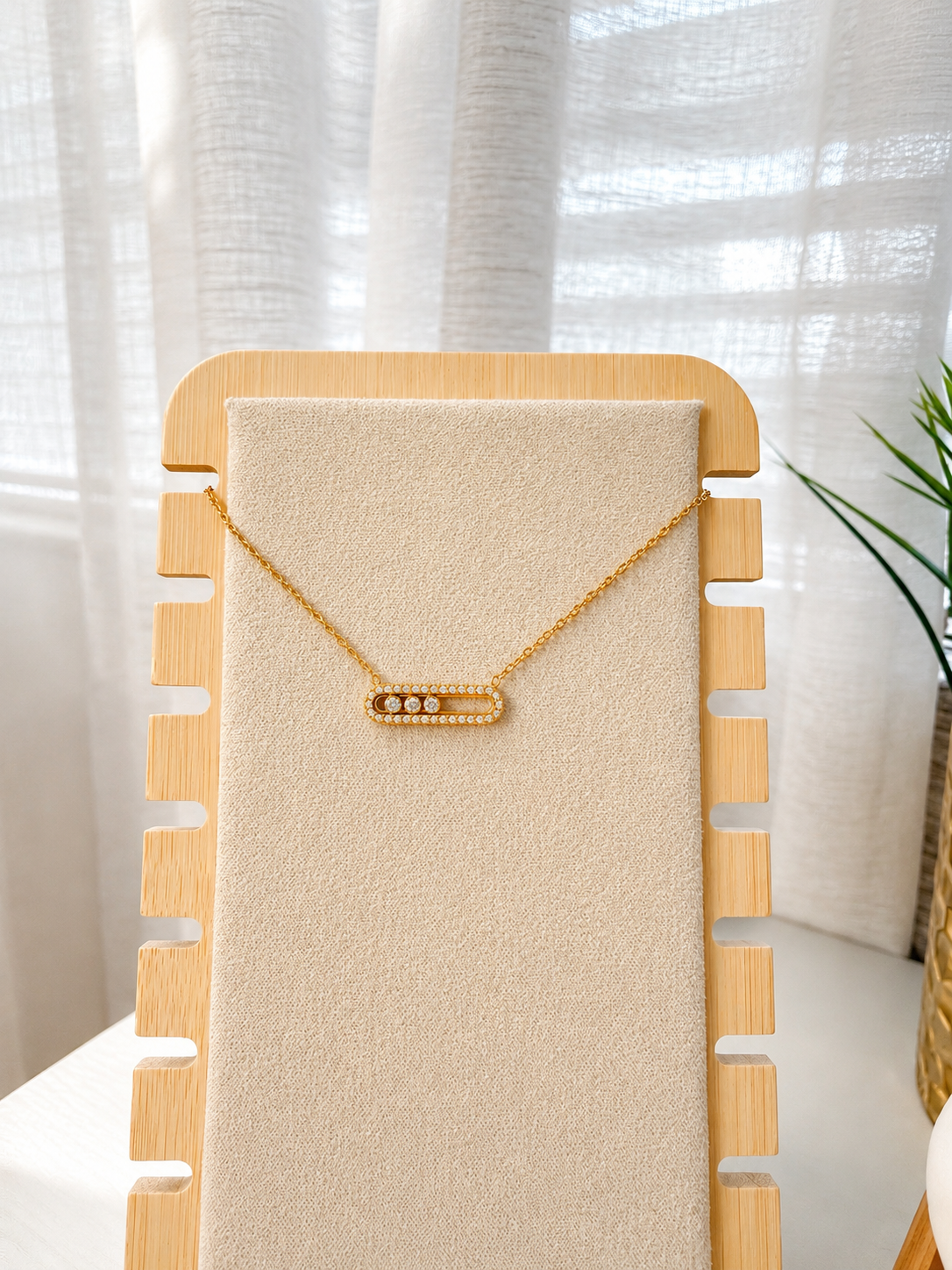 Zircon Geometric Pendant Necklace Gold & Silver