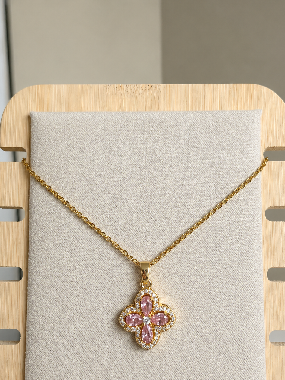 Pink Clover Necklace